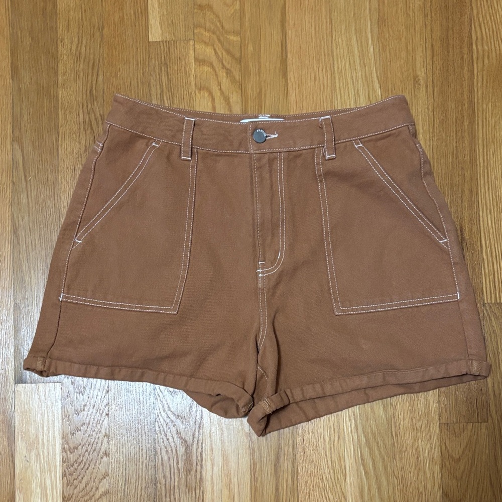 Women's 28 RSQ high waisted brown tan carpenter shorts